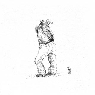 El gesto esquinero - tinta sobre tela - 16 x 16 cm